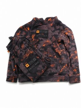 Under Armour Project Rock Black & Orange Camo Hoodie and Joggers Set